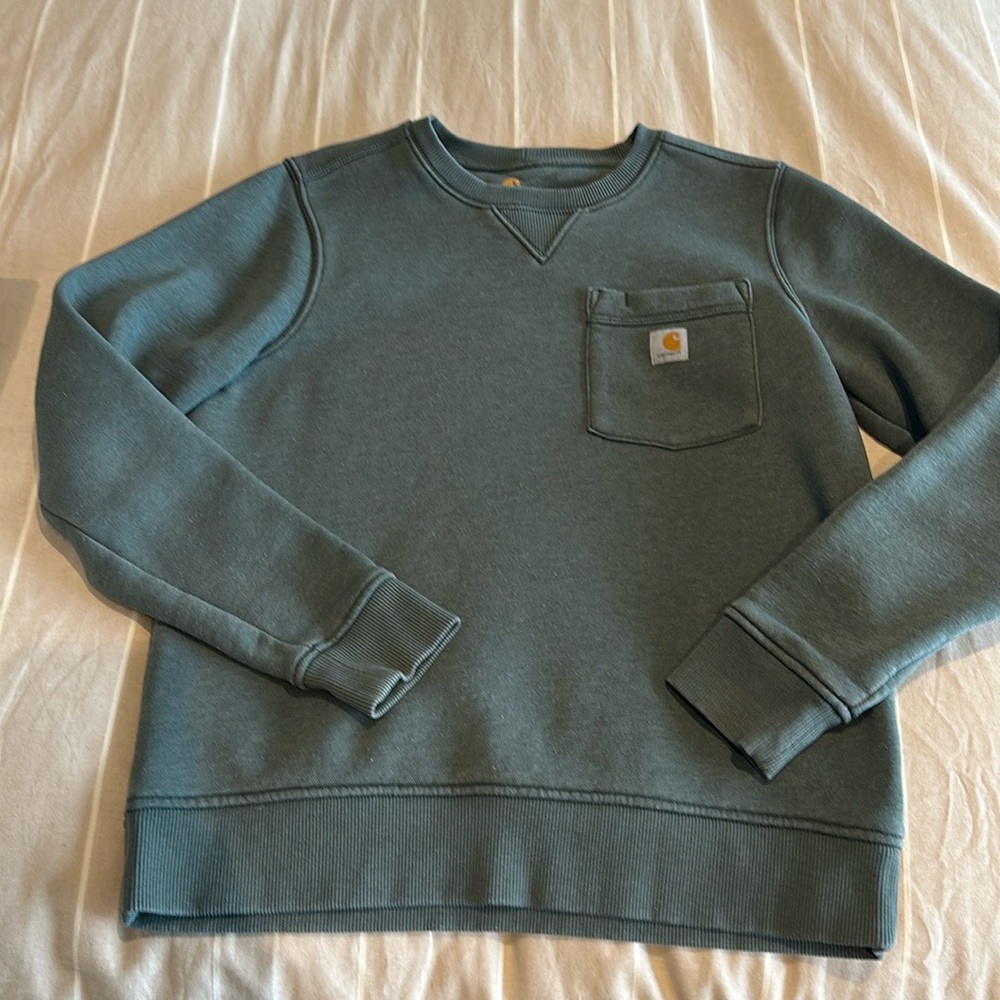 Carhartt relaxed fit crew neck sweat shirt. Heathered Green size small